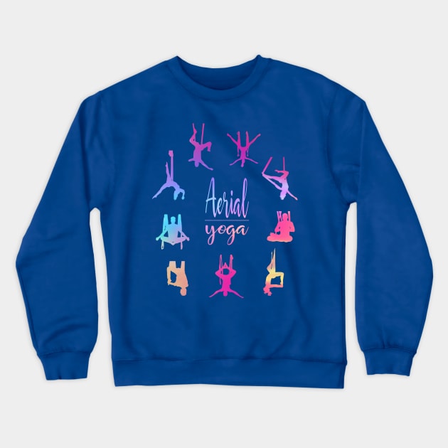 Aerial Yoga Colorful Figures Design Crewneck Sweatshirt by GingeryDesign